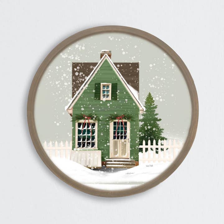 Maison de Noël verte - FEN408CF pour la vente par Penny Lane Fine Art