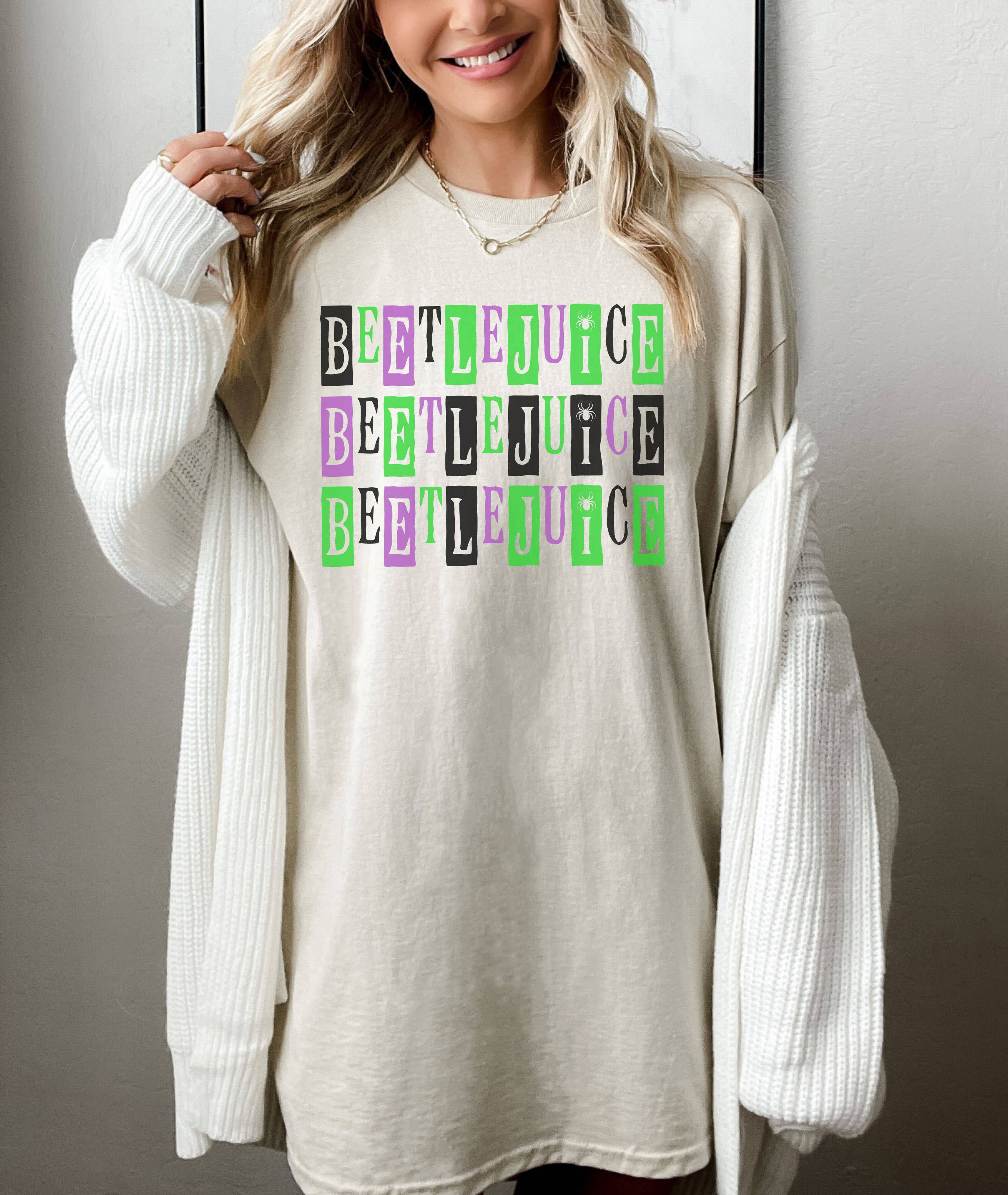 SONDO DESIGN LTD – wholesale Tunika - Dam – Halloween Beetlejuice Skjorta, Sandworm Beet Randig Skjorta3