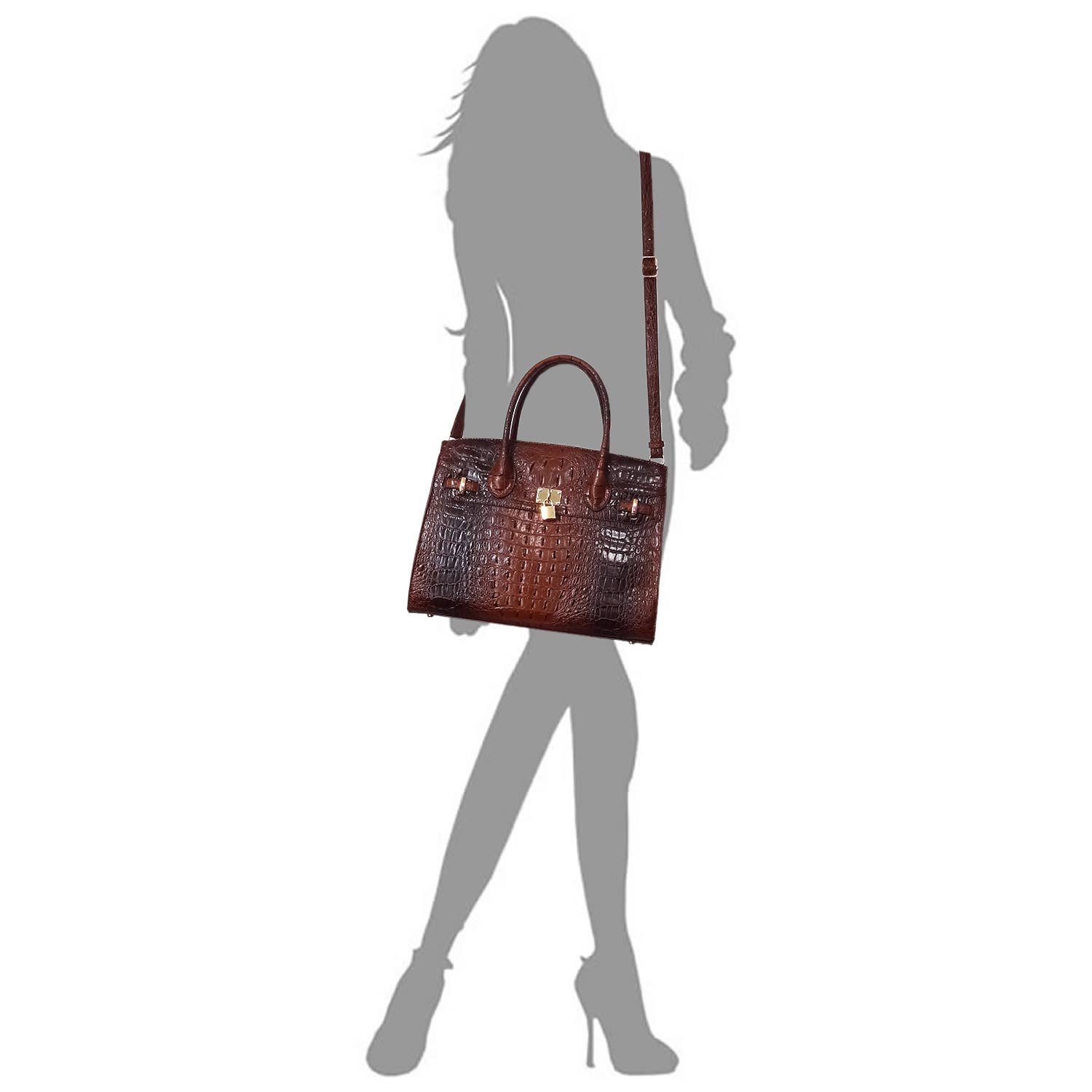 M&M HANDBAGS, LLC. - Wholesale Laptop Bag - Unisex - AC1096 W Croc Alligator Padlock 2-in-1 Satchel8