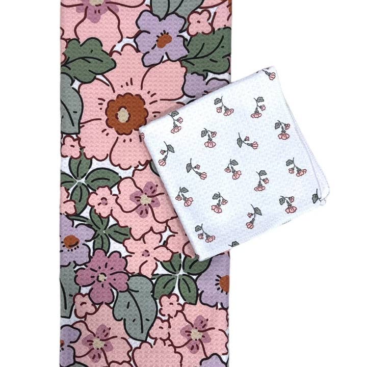 Crae.Home - Wholesale Towel Set - Spring In Your Step/Dainty: Single Sided-Hand Towel Washcloth Set