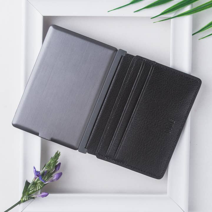 Iné Power lederen en aluminium portemonnee voor heren gerecycled leer voor wholesale door Xoopar