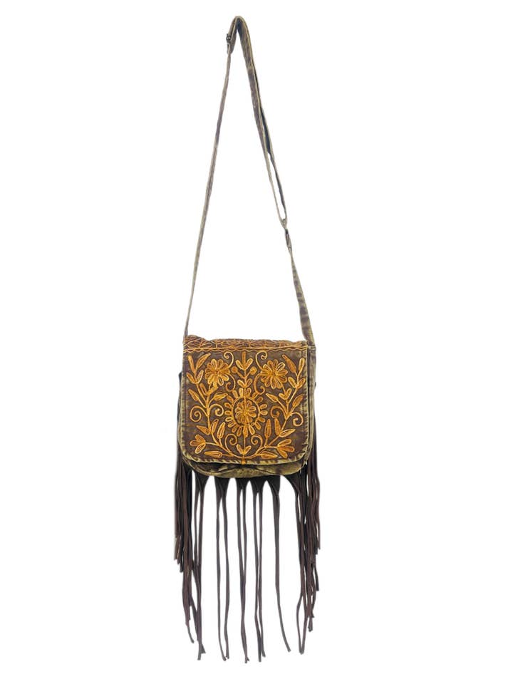 Mala a Tiracolo de Algodão com Franjas e Artesanato Ember Thread por atacado de The Collection Royal / Royal Handicrafts