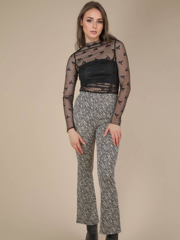 NP70543-Dyreprintede Ponte Flare Leggingsbukser for engroshandel hos VERY J