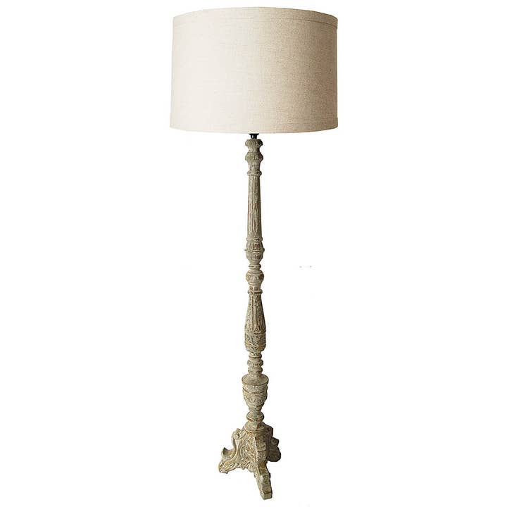 Provence Home - Wholesale Floor Lamp - Handmade Distressed Wood Floor Lamp in Grey