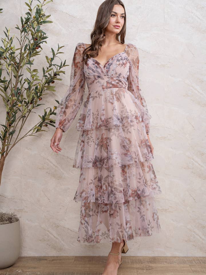 Rosemore Couture - Wholesale Dress - Women's - FLORAL PRINT PLEATED MIDI DRESS 6