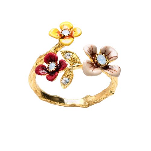 Lucky Blooming Wildflower Adjustable Ring - Hypoallergenic for wholesale by Joli Lily