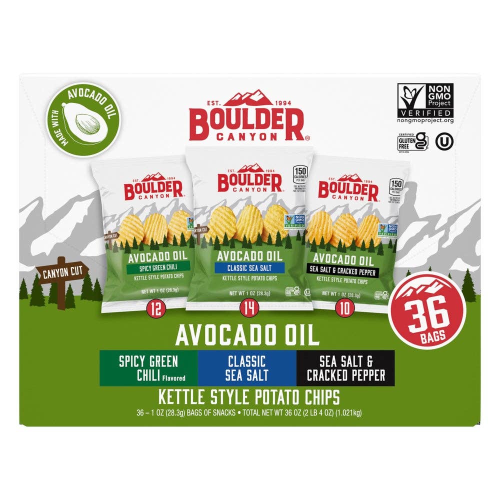 Swift Trade Group LLC – wholesale Crisps – Boulder Canyon Avocado Oil Kettle Style Potato Chips, Variet1