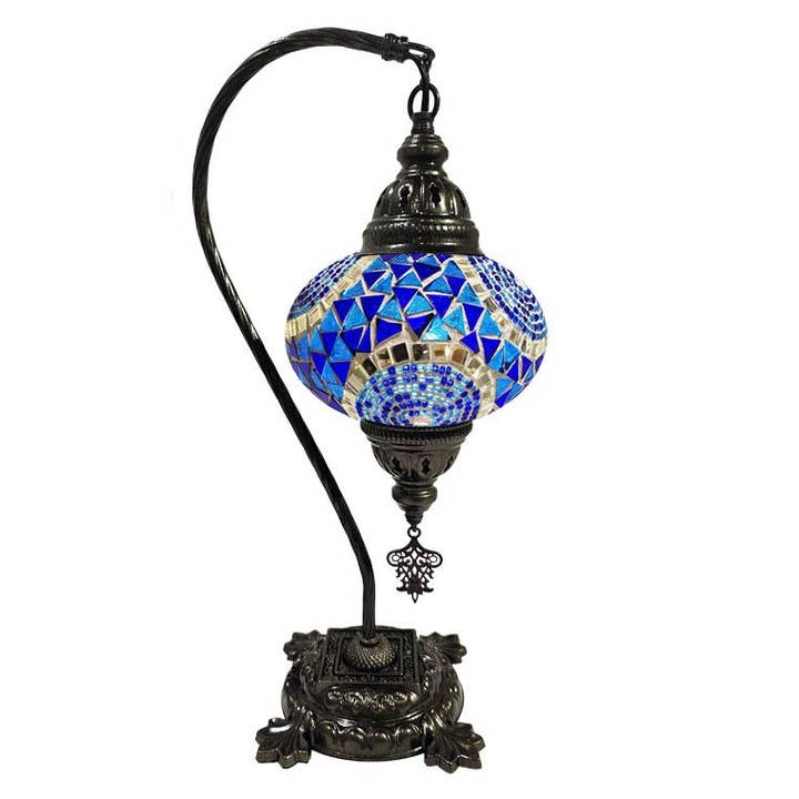 Access by Mediterranean Concepts - Wholesale Accent/Desk Lamp - Hanging Mosaic Desk Lamp - Blue/Turquoise Circles
