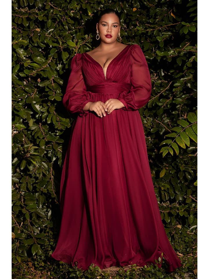 Ladivine by Cinderella Divine - Wholesale Gown - Women's - Long Sleeve Chiffon Dress6