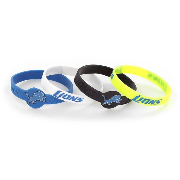 NFL Detroit Lions Silicone Bracelets, 4-Pack for wholesale by Aminco USA