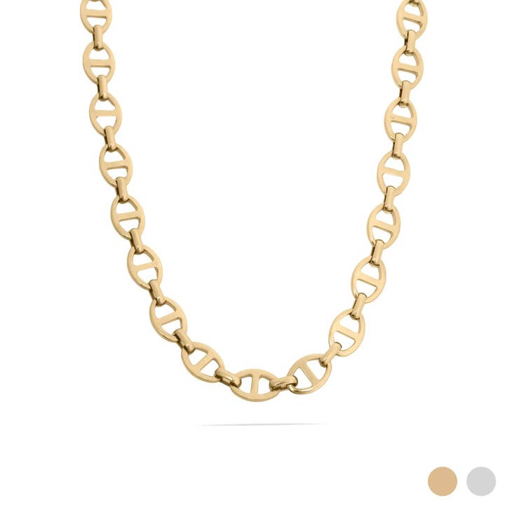 18K Gold PVD Stainless Steel Thick Oval Chain Necklace for wholesale by WJW