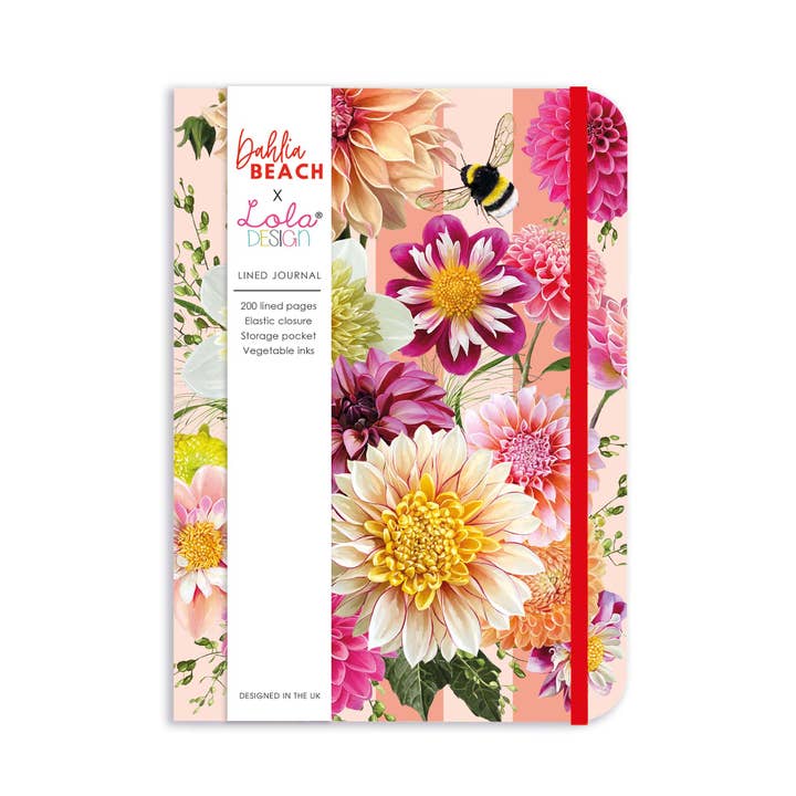 Lola Design Ltd - Wholesale Journal/Diary - Dahlia Beach x Lola Design Hardback Journal With Elastic Closure