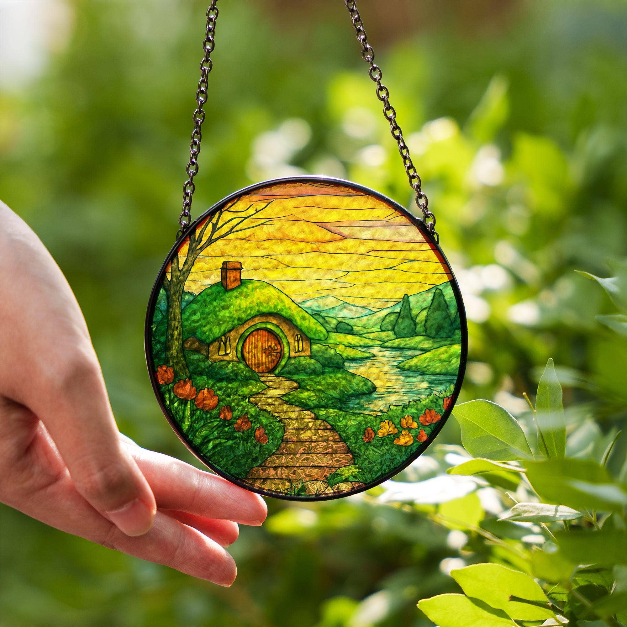 NVC Ecommerce LLC - Wholesale Suncatcher - The Shire Stained Glass Suncatcher, Hobbit House Decor3