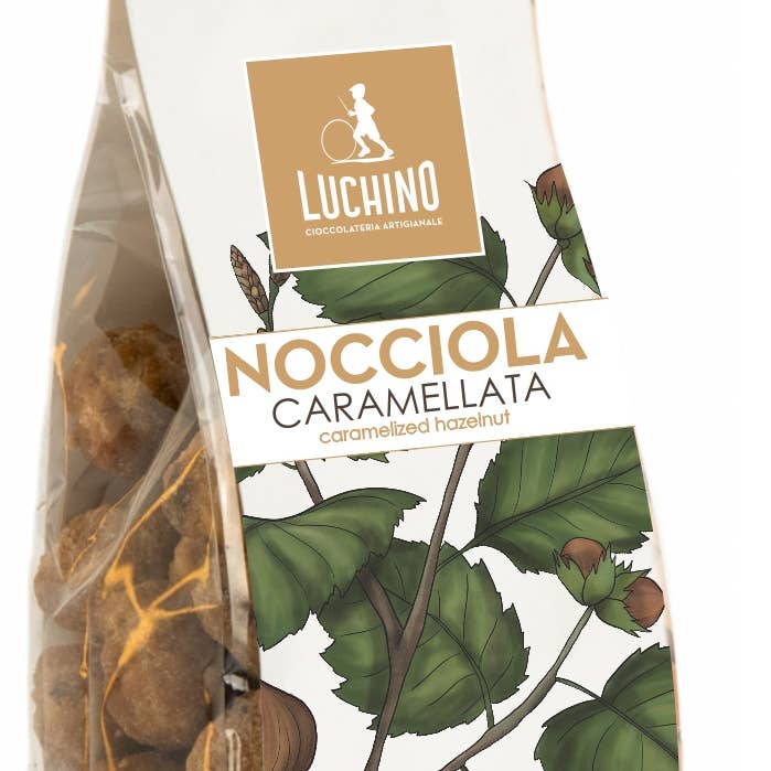 Caramelized Hazelnuts bag 100g for wholesale by LUCHINO SRL
