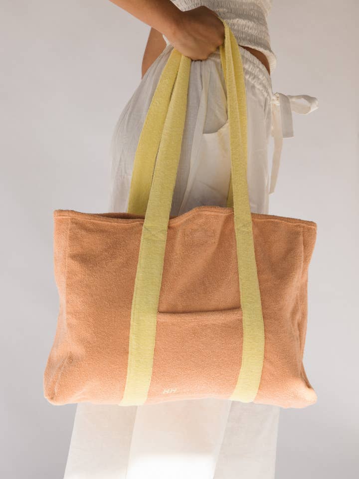 Bolsa tote Hello Terry - Peachy Lemon por atacado de Hobo and Hatch