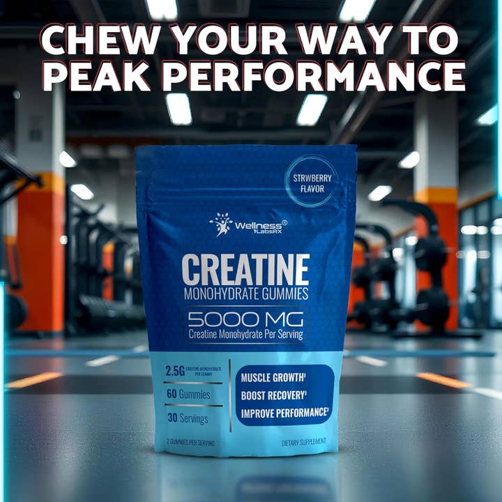 Health & Wellness Associates Inc. - Wholesale Oral Supplement/Vitamin - Creatine Gummies 5000mg, Creatine Monohydrate Gummies For Men and Women - 30 Servings5