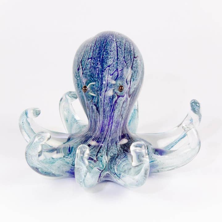 Poulpe de verre, bleu, 15 cm pour la vente par Nauticalia
