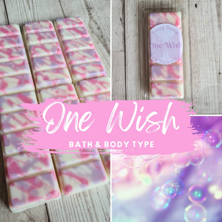 One Wish Pink Champagne & Peonies Wax Melt for wholesale by Berry Cocoa Handmade Wax Melts