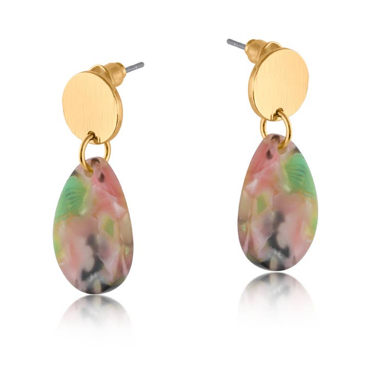 ISOLA DROP METAL AND RESIN EARRING for wholesale by Big Metal London