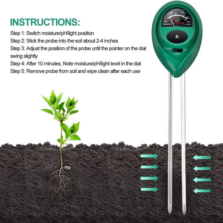 VIGOR - Wholesale Garden Tool - Soil Moisture Meter, Upgraded Stainless Steel Probe Soil pH4