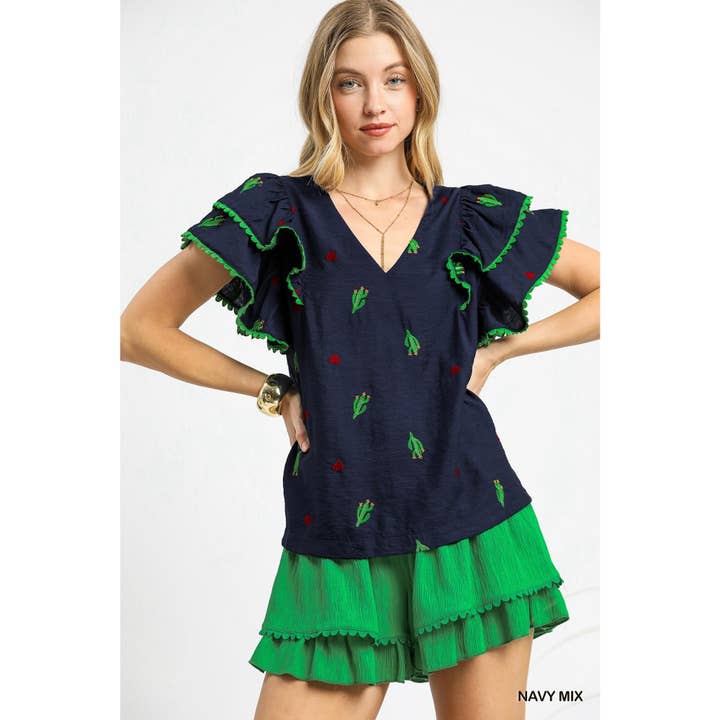 Haut brodé de cactus pour la vente par STYLE USA