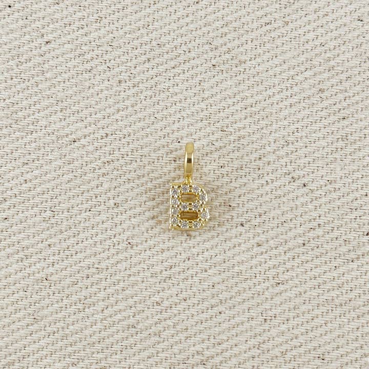 GoldFi - Wholesale Individual Charm/Pendant - 18k Gold filled Micro CZ Initial Letter Charm