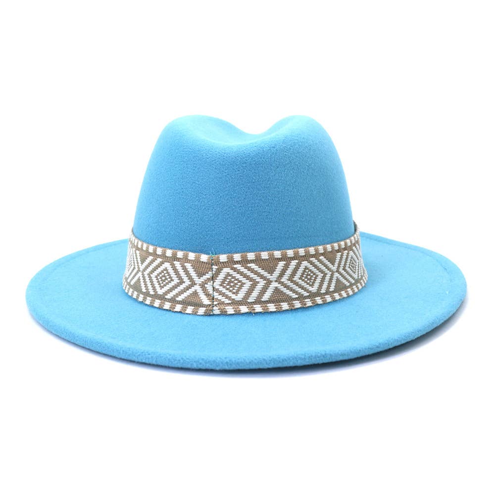 Suzie Q USA - Wholesale Fedora - Women's - Aztec Belt Retro Flat Fedora Hat27