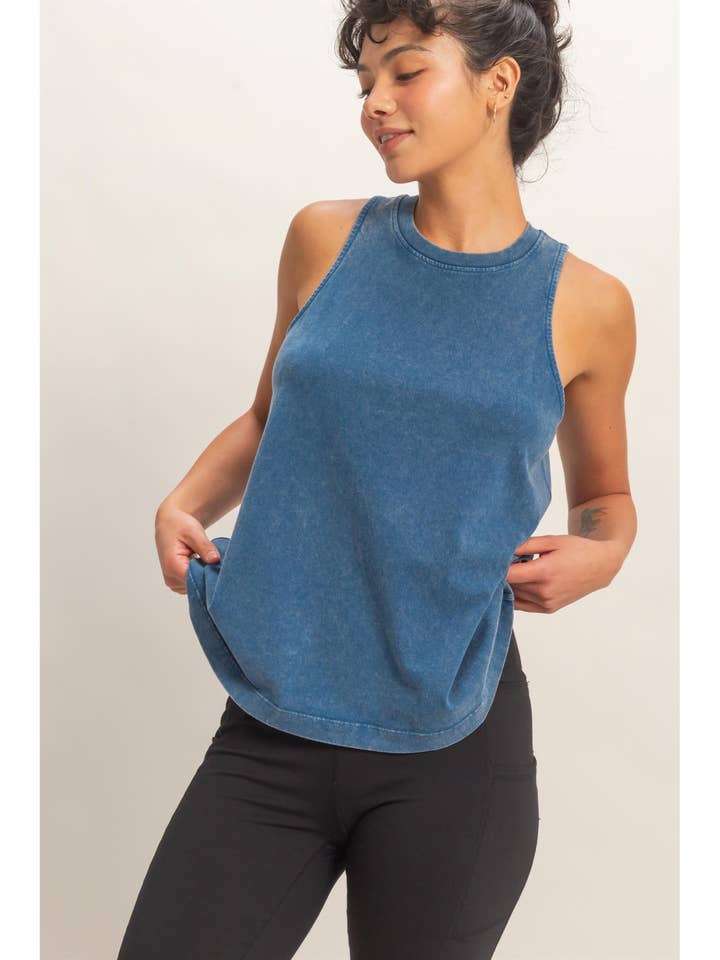 Mineral Washed Sleeveless Top for wholesale by HYFVE