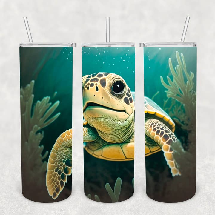 Green Sea Turtle Tumbler for wholesale by The Potted Oasis