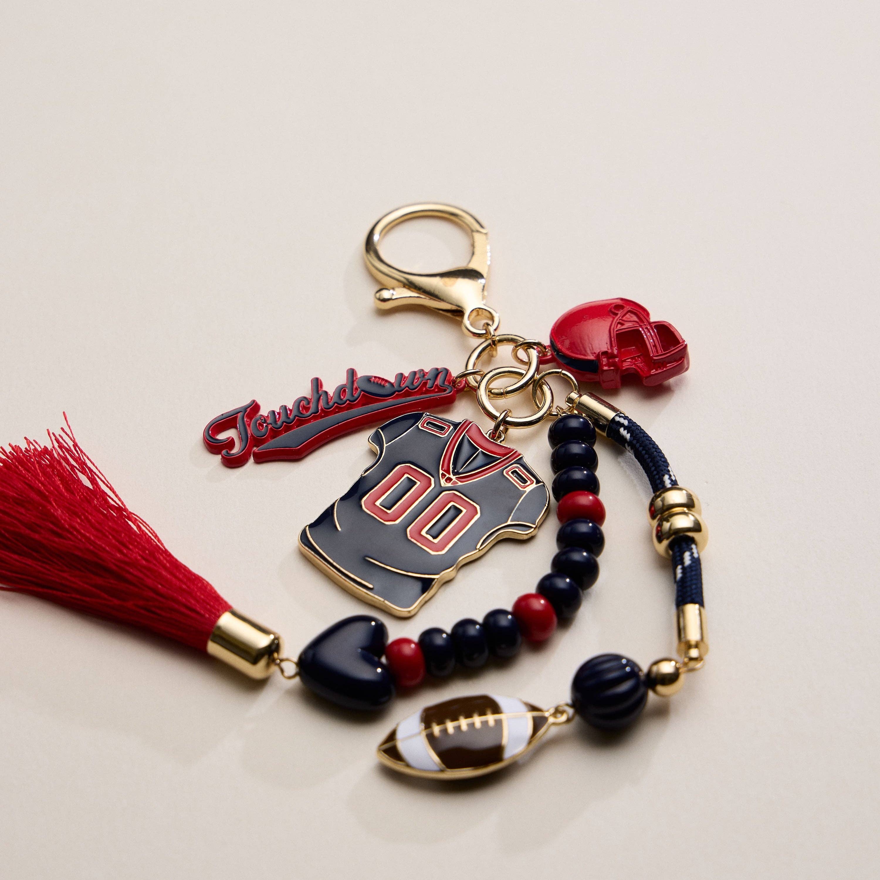 Lilla Haven - Wholesale Keychain - Women's - Gameday Football Keychain – Football Jersey, Helmet, Touchdown Charm & Tassel Bag Accessory24