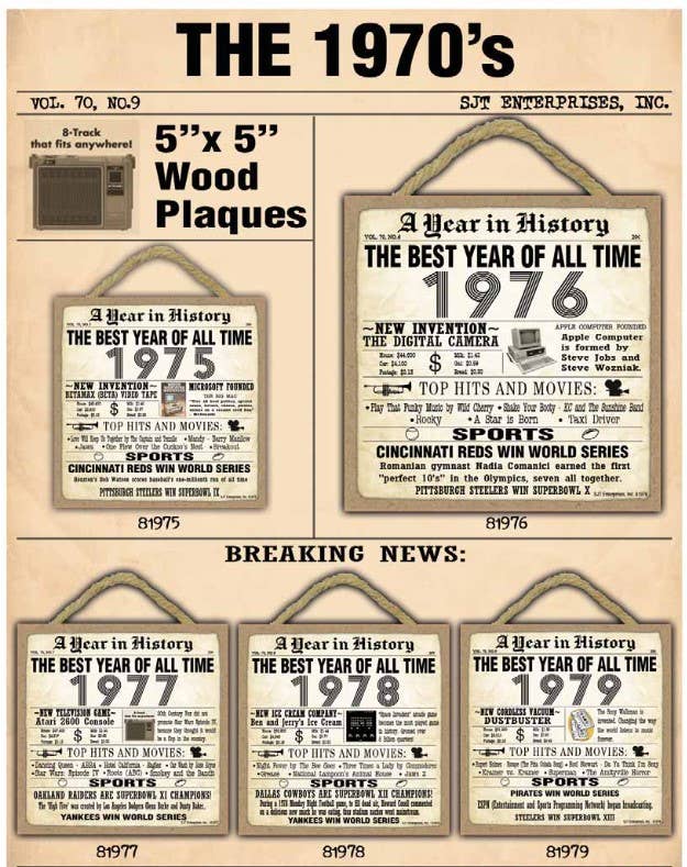 SJT Enterprises, Inc. - Wholesale Sign - 1957 A Year in History Plaques 5" x 5" wood plaque/sign1