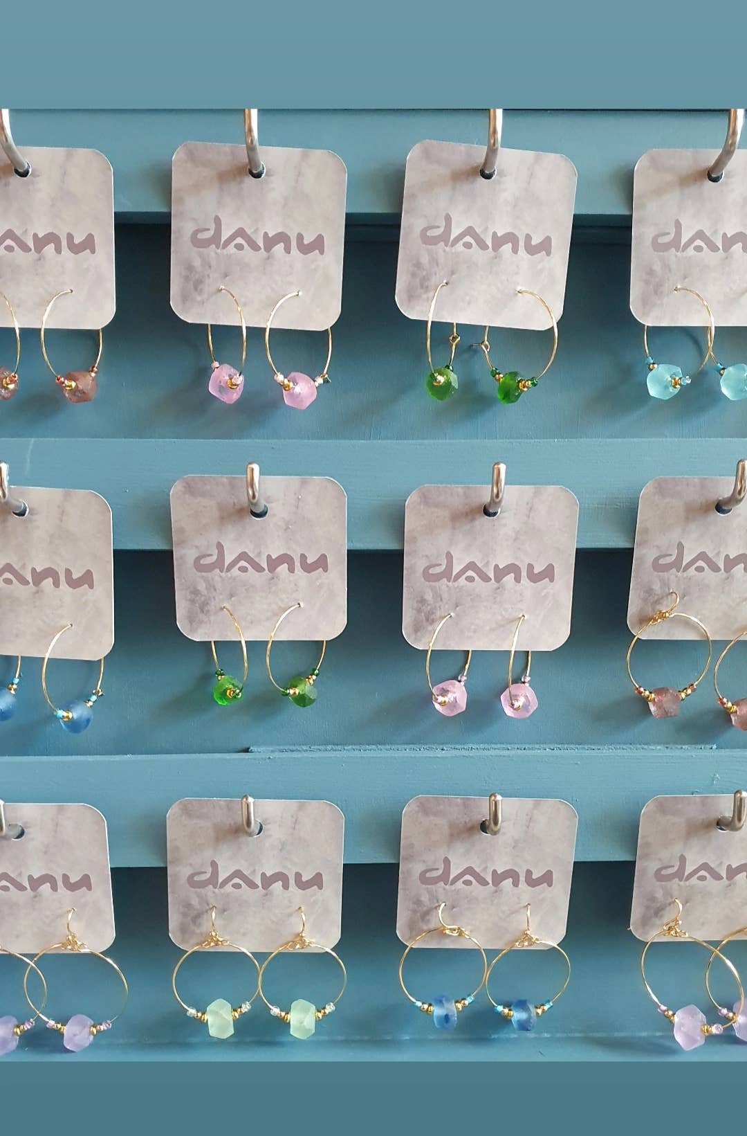 DANU Ceramics – wholesale Hoop earrings – Green Glass Krobo Earrings1