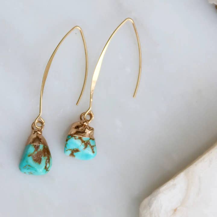 Mesa Blue - Wholesale Dangle Earrings - Turquoise Nugget Drop Earrings