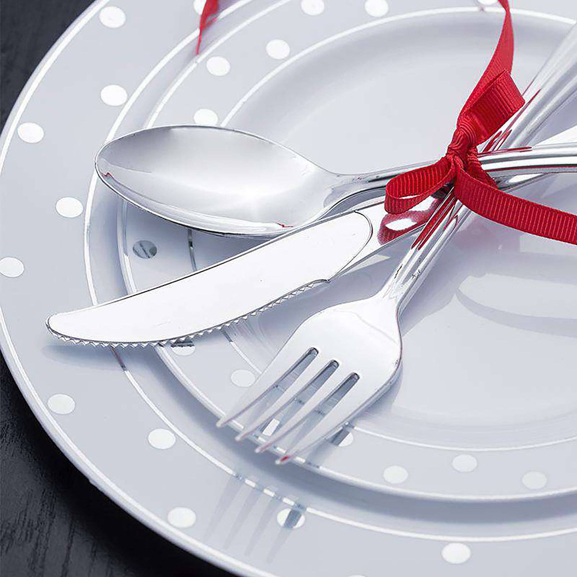 Smarty had a Party - Wholesale Table Spoon (Cutlery) - Shiny Metallic Silver Plastic Spoons - 24 pcs7