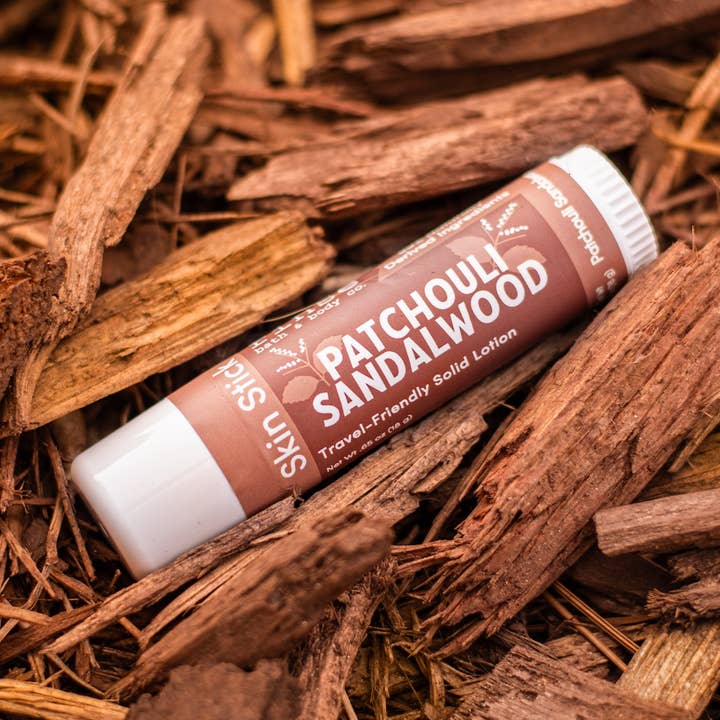 Skin Stick Patchouli Sandalwood | Solid Lotion for wholesale by Rinse Bath Body Inc
