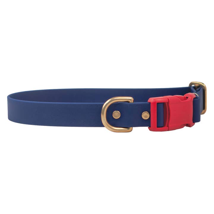 Navy Biothane Dog Collar for wholesale by Crew LaLa