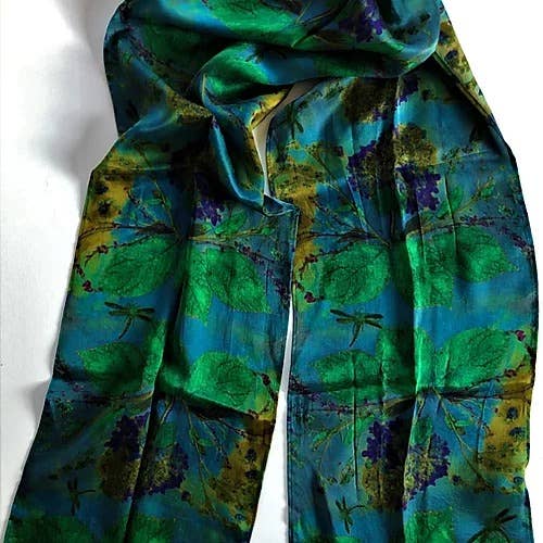 NINA J - Wholesale Sjaal - Dames - Peacock Hortensia zijden sjaal1