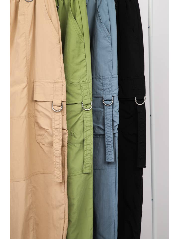 VERY J - Wholesale Pants - Women's - NP70377-Elastic Waist Solid Woven Cargo Pants10