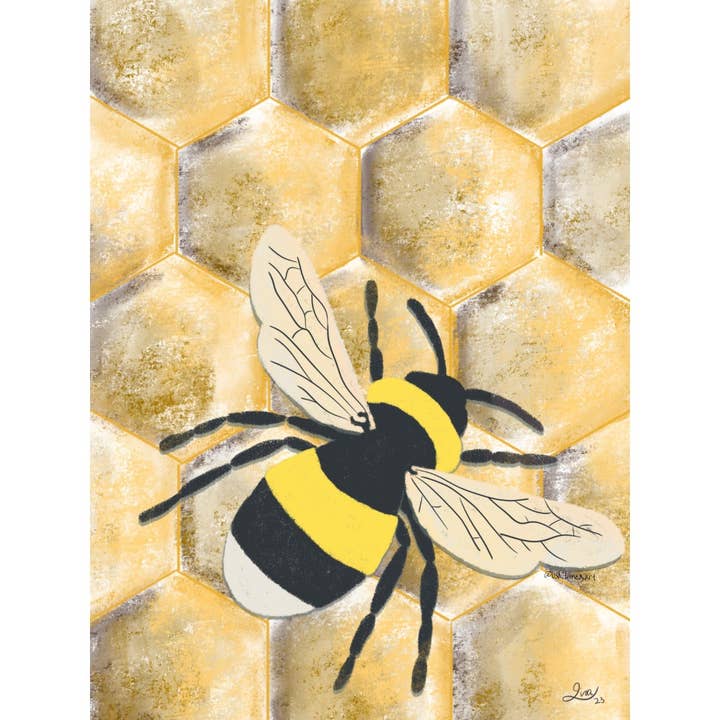 Honeycomb bee digital illustration print for wholesale by Lisa Trinca Art