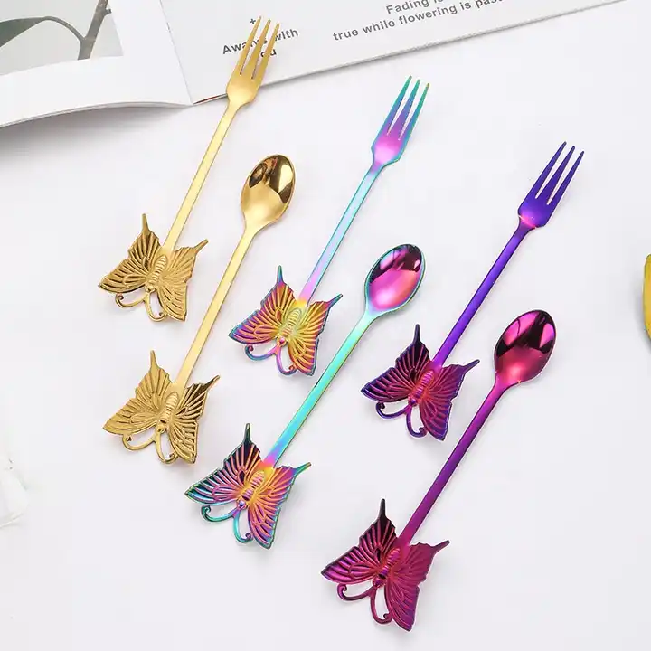 Sostraw & SmartThings - Wholesale Table Spoon (Cutlery) - Butterfly Spoon - For Tea, Coffee or Dessert - 4 colors3