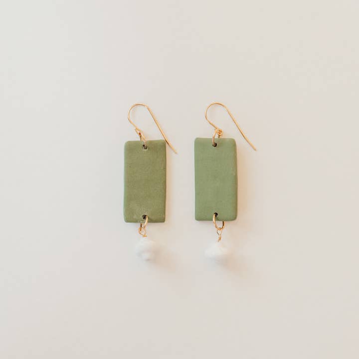 REMOVED BRAND – wholesale Hängande örhängen – Grön dangling polymer lera örhängen