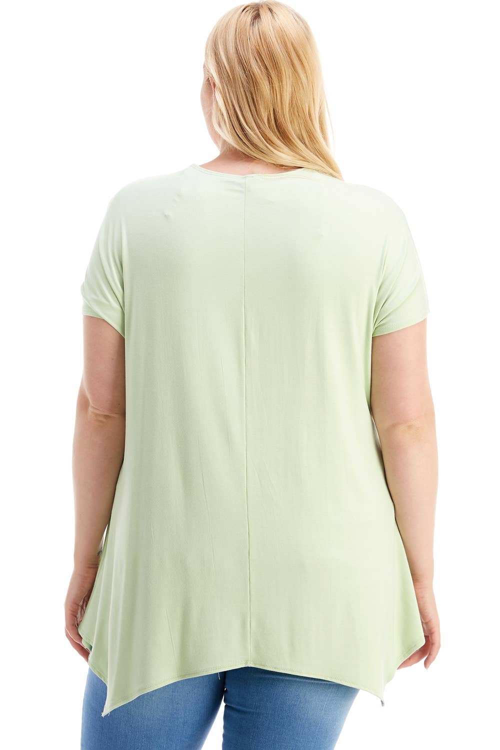 Azules Clothing - Wholesale Tunic - Women's - ATP-2307RSX Plus Size Asymmetric Short Sleeve Tunic42