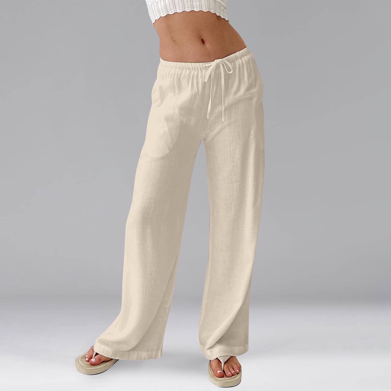 HIDDENBRAND - Wholesale Pants - Women's - Leisure solid summer wide-leg pants0