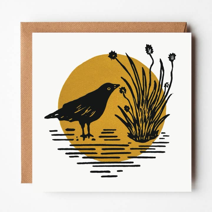 Coastal path linocut inspired greeting card (blank inside) for wholesale by Stellabox Designs