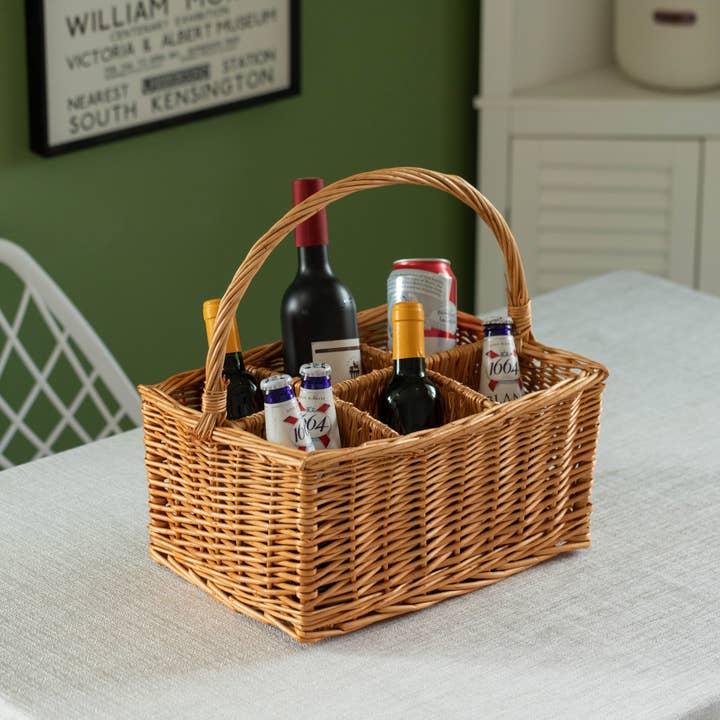Quickway Imports - Wholesale Wine tote - 6 Bottle Wine and Beverage Wicker Tote Basket1
