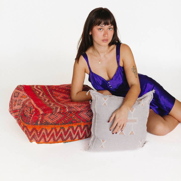 Voyage - Venta al por mayor Puf - Puf otomano marroquí cuadriculado hecho a mano24