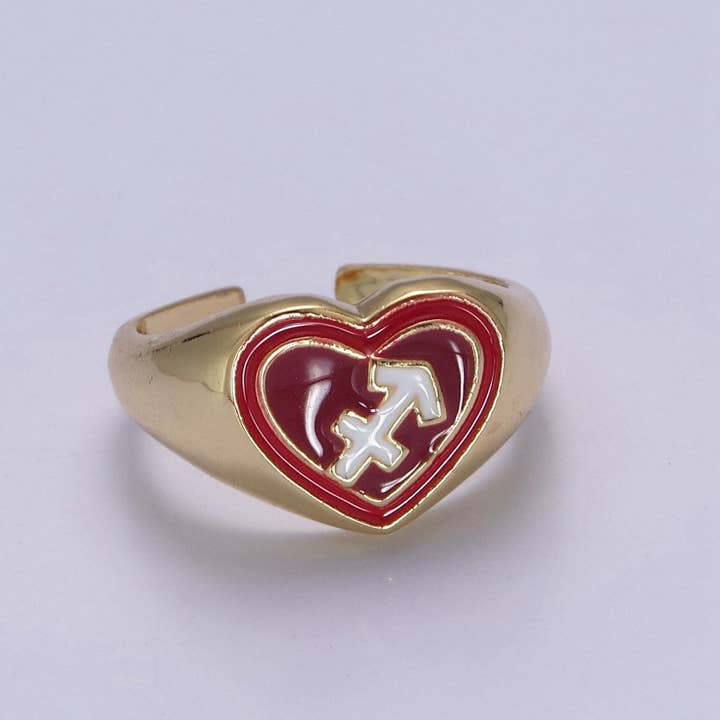 Aim Eternal - Wholesale Zegelring - Y2K Zegel Zodiac Ring Sterrenbeeld Emaille Gouden Ring, Astrologie Teken Horoscoop Ring Verjaardag Gepersonaliseerd Leuk Cadeau S-489-S-5008