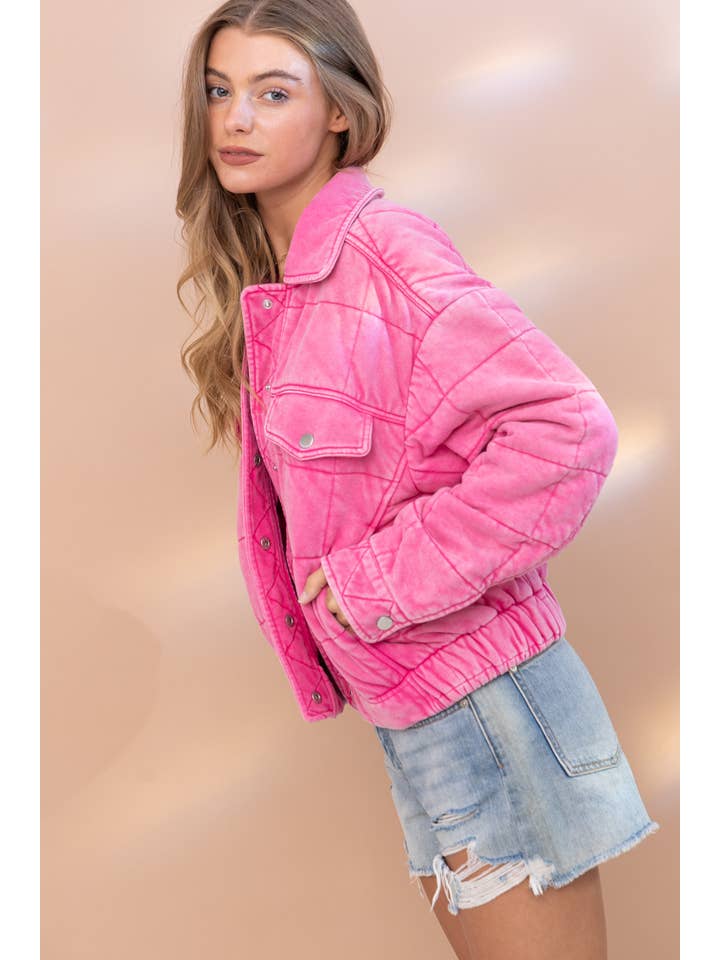 Blue B - Wholesale Jacket - Women's - 22082J - Garment Stone Washed Quilted Pocket Front Jacket12