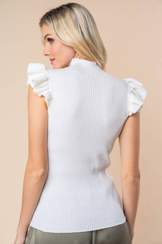 Ivoire Top en tricot uni sans manches T25047 en vente sur Faire4