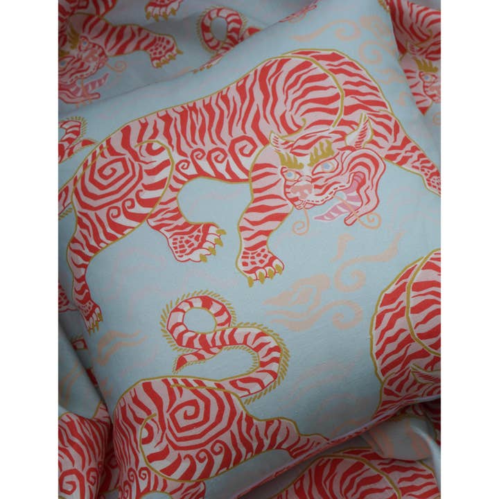 Post House - Wholesale Throw/Decorative Pillow - Tigers of Tibet Pillow in Aqua